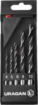 Набор сверл спиральных по дереву, 8шт(D=3-10мм), м-образная заточка, сталь 45, Uragan 29419-Н8