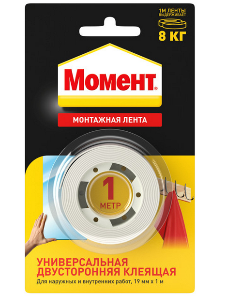 Лента монтажная МОМЕНТ белая 1м /3001745/***