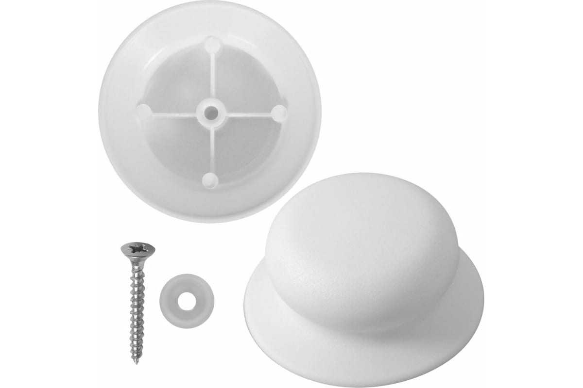 Ручка пласт. для крышки с саморезом белая МТ76-179