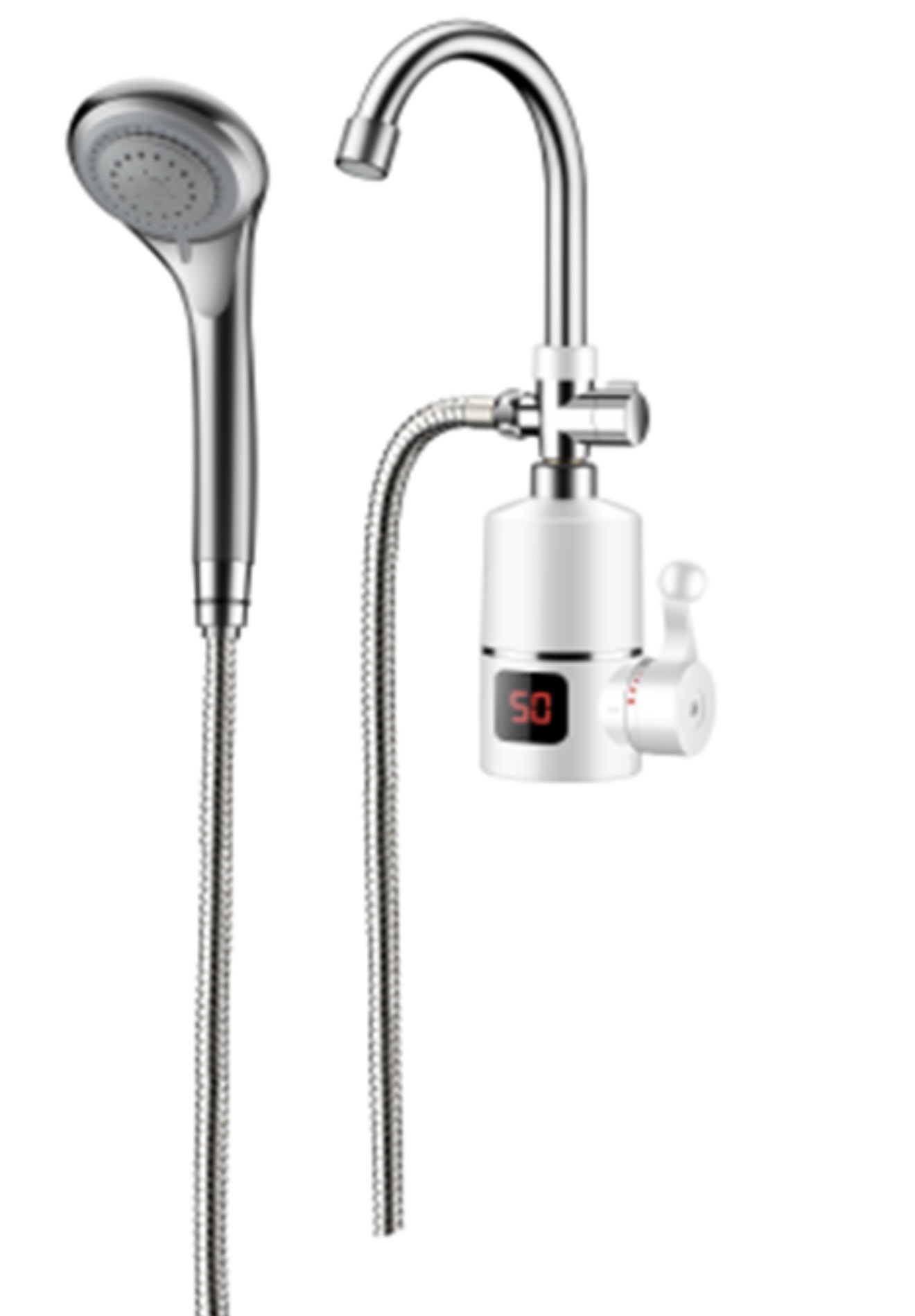 Смеситель для умывальника GOTA ROCIO с электронагревом, настенный (лейка, шланг) 900593-GOTA900593-GOTA- купить в АПлайн