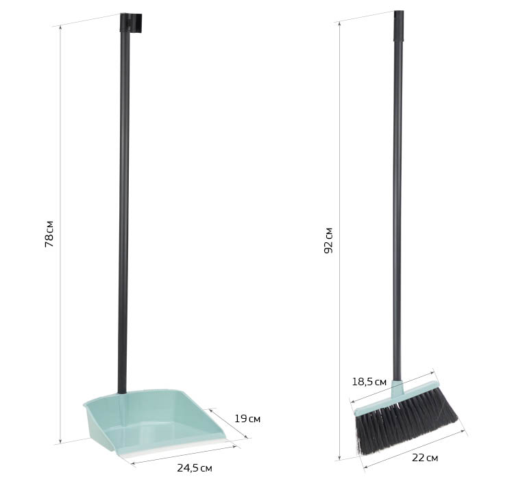 Набор для уборки пласт. Ленивка совок и щетка морская волна М5177