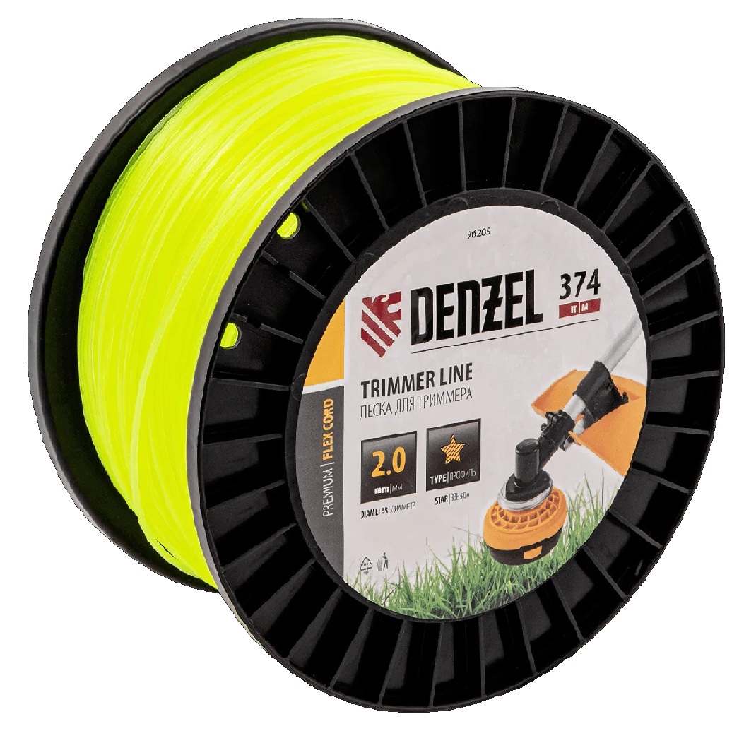 Леска для триммера звезда 2мм 374м на DIN катушке Flex cord Denzel 9628596285- купить в АПлайн