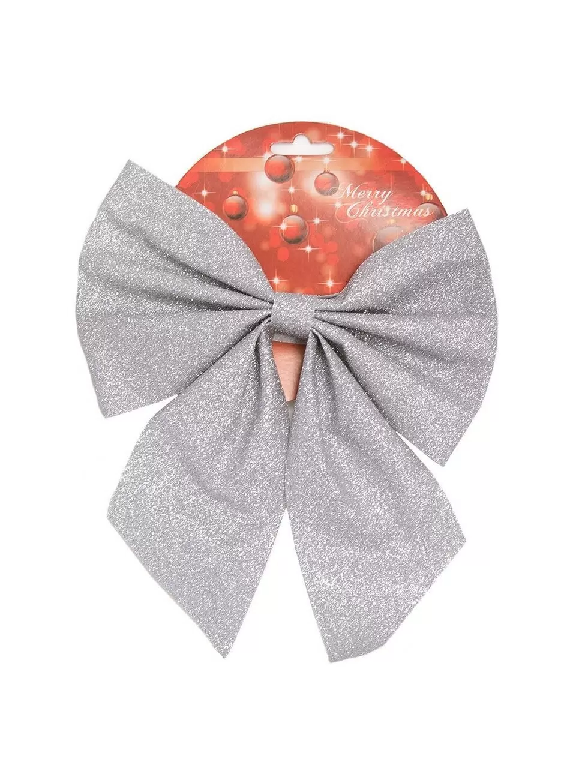 Елочное украшение текстиль Бант серебро 14х17.5см 317338 SYHDJ-341968B - 317338 SYHDJ-341968B - купить в АПлайн