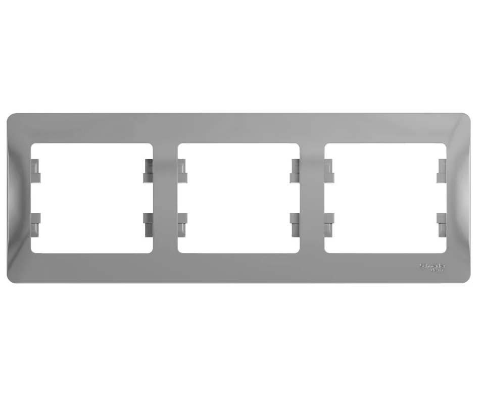 Рамка "Glossa" 3 СП алюминий горизонтальная Schneider GSL000303 (600)
