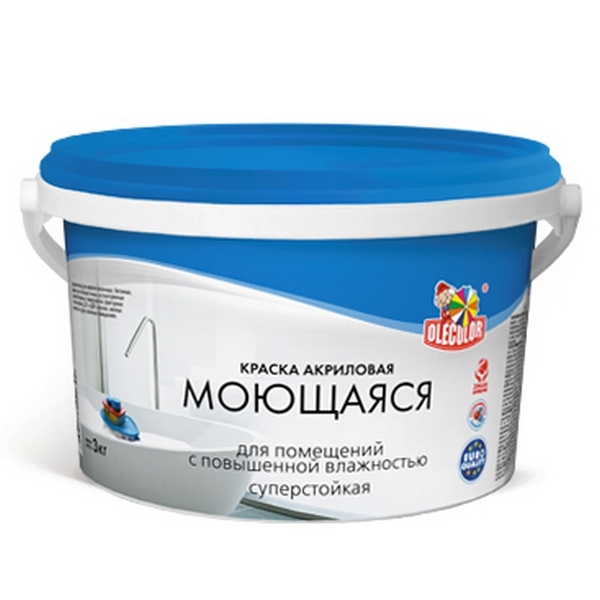 Краска в/д OLECOLOR акриловая моющаяся База А 1кг4300006575- купить в АПлайн