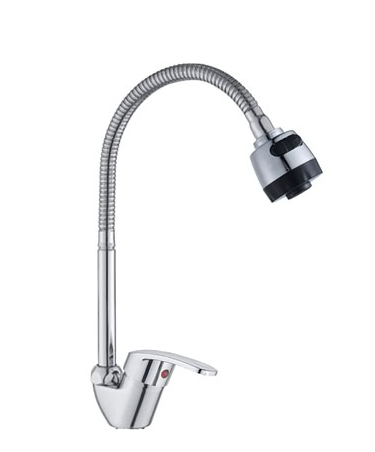 Смеситель для кухни "GR" хромированный с гибким изливом 300 мм 105042-GR