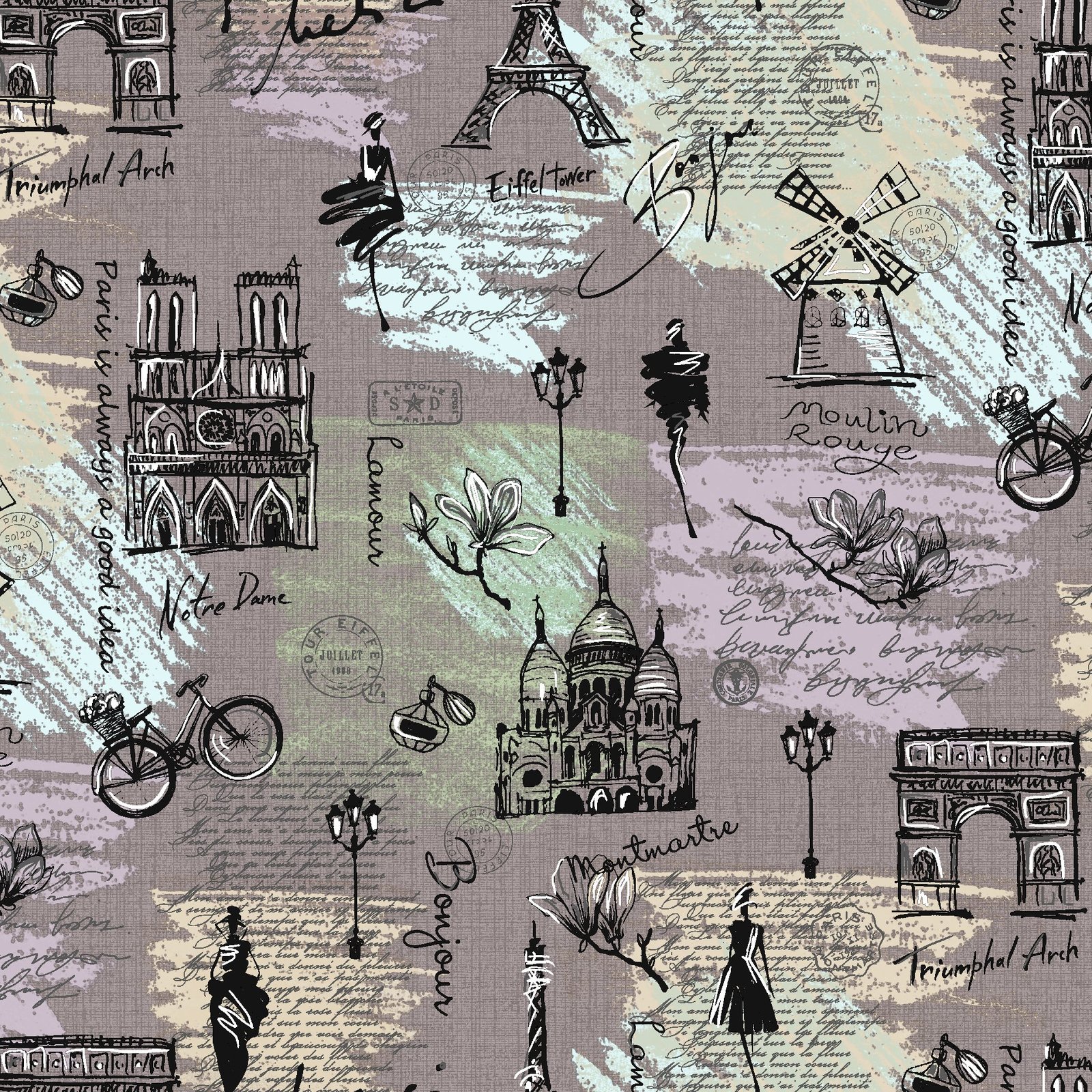 Обои виниловые на флизелиновой основе Startdeco Париж мотив 1,06х10м 889158