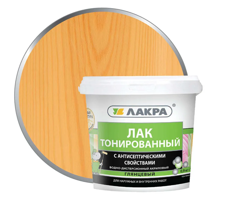 Лак в/д ЛАКРА тонированный орегон 0,9кг 90001353129- купить в АПлайн