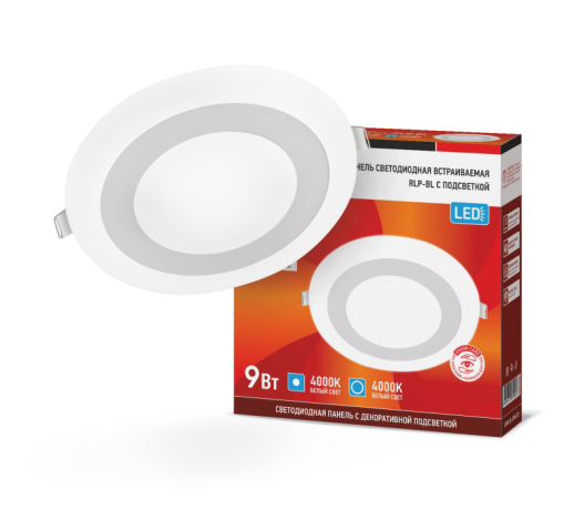 СВЕТИЛЬНИК СВЕТОДИОД. ДАУНЛАЙТ ASD/inHome 9W (540lm) 4000К 4К C ПОДСВЕТ.3 РЕЖИМА RLP-BL (962)