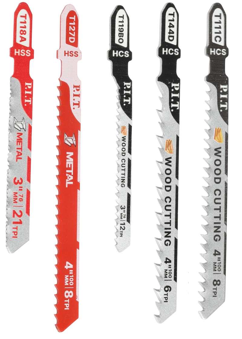 Набор пилок для лобзика по дереву и металлу T118A, T127D, T119BO, T144D, T111C 5шт P.I.T AJSB01-005B