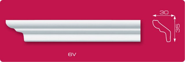 Плинтус потолочный экструдированный "Лагом" V-6 2м DESN-26V000-WH-0104