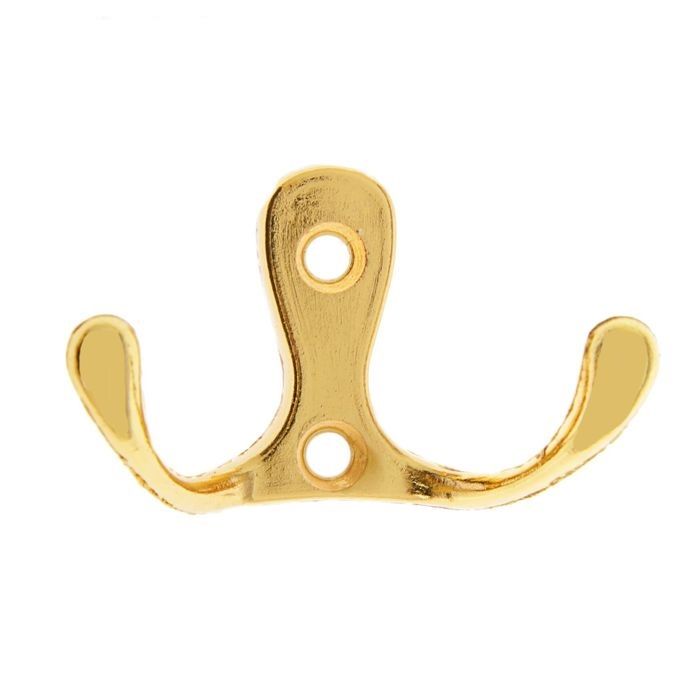 Крючок-вешалка 1010 2-рожковый средний золото