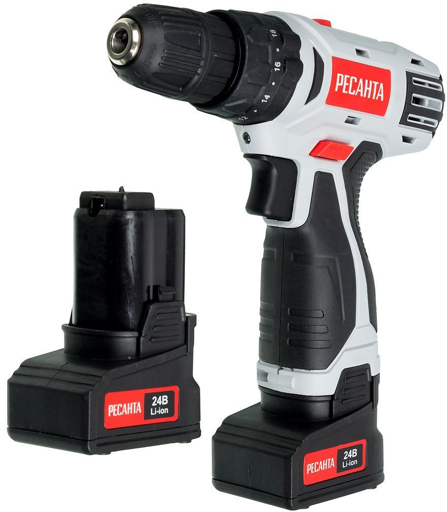 Дрель-шуруповерт аккумуляторная 24В,60Hm Ресанта ДА-24-2ЛК 2х2Ач/642
