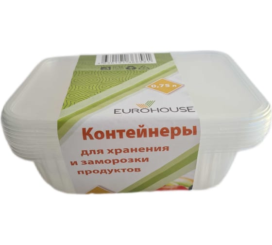 Контейнеры для заморозки продуктов EuroHouse 0,75л 15899