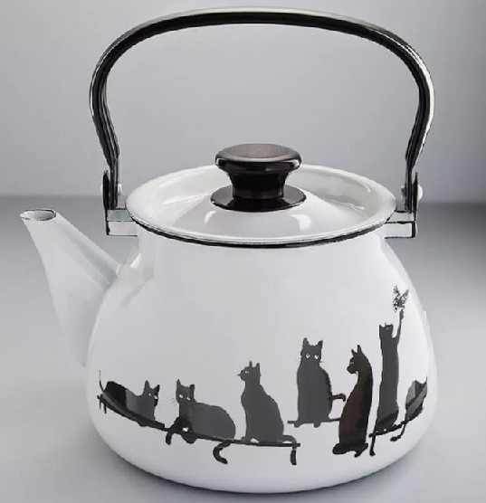 Чайник эмаль. Белая Кошечки 3л 121976