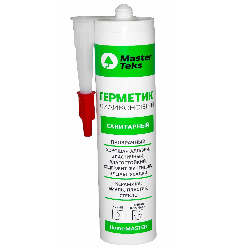Герметик силиконовый санитарный MasterTeks НM прозрачный 260мл /9612919/96134439612919/9613443- купить в АПлайн