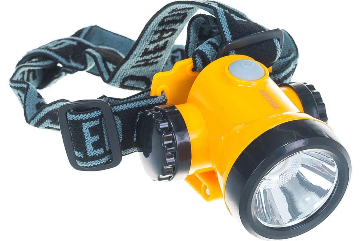 Фонарь налобный КОСМОС  KOCH3WLi-O (литиев. акк.1,2Ah) 1св/д 3W(210lm), жел./пластик, встр.з/у /332/