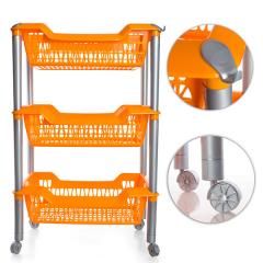 ЭТАЖЕРКА ПЛАСТ. УНИВЕРС. "ДЖЕТА" 3 КОРЗИНЫ НА КОЛЕСИКАХ ОРАНЖЕВАЯ МАРТИКА АРТ.С735ОРЖ