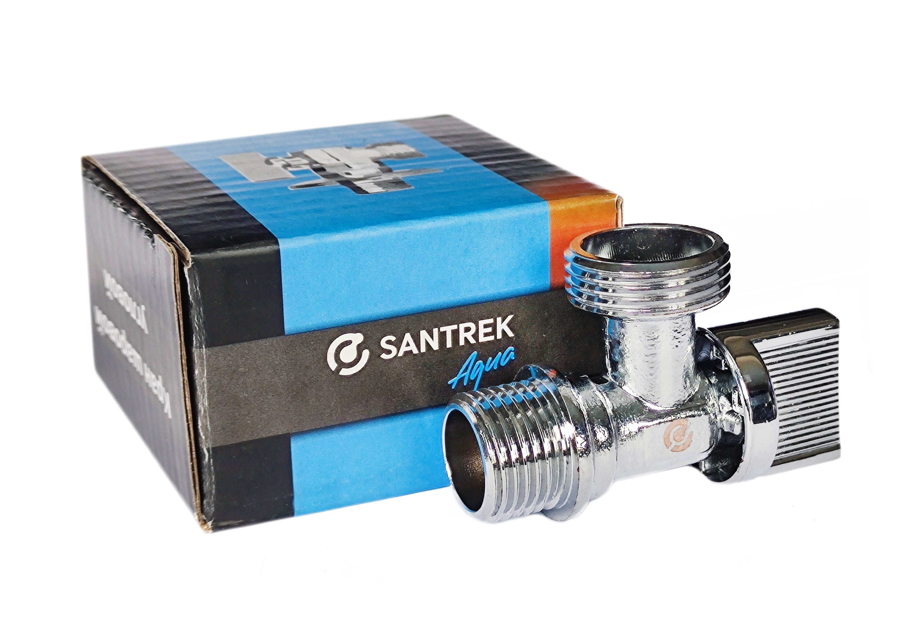 Кран шаровой угловой "SANTREK AQUA" Base-666 для подключения бытовых приборов 1/2х3/4" арт. 276809