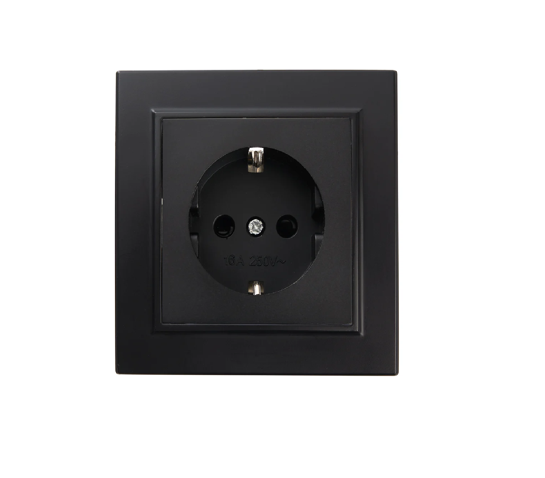 Розетка "Эрна" 1 СП черная в сборе с заземлением шторки 16А STEKKER PST16-9010-03