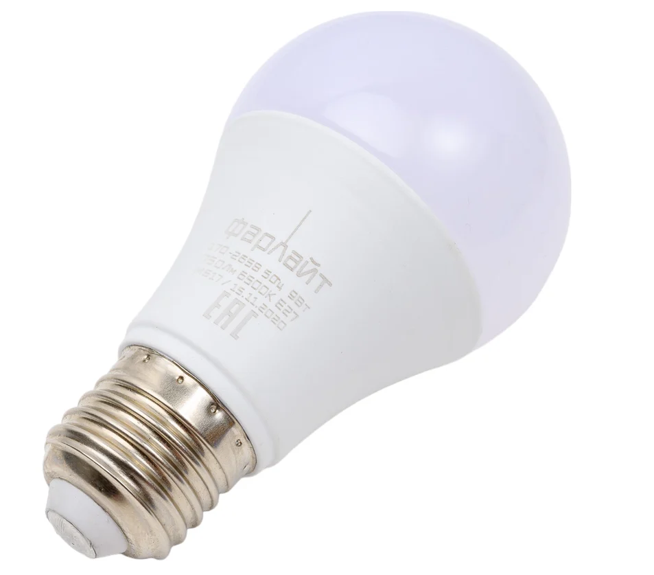 Лампа светодиод. Е27 "ФАРЛАЙТ" груша А60 9Вт 6500К холодный свет