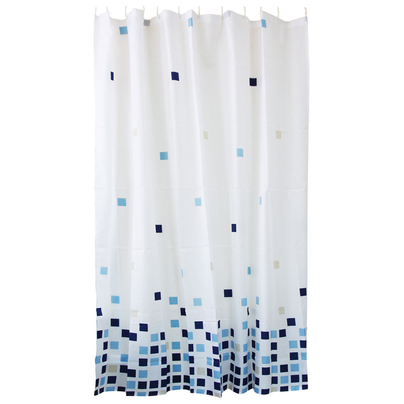 Штора для ванной комнаты "РЫЖИЙ КОТ" бело-синий полиэстер 180х180см SC-PE-09 