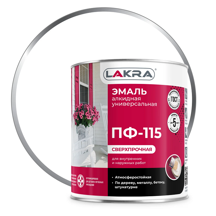 Эмаль алкидная ПФ-115 ЛАКРА Белый 2,8кг