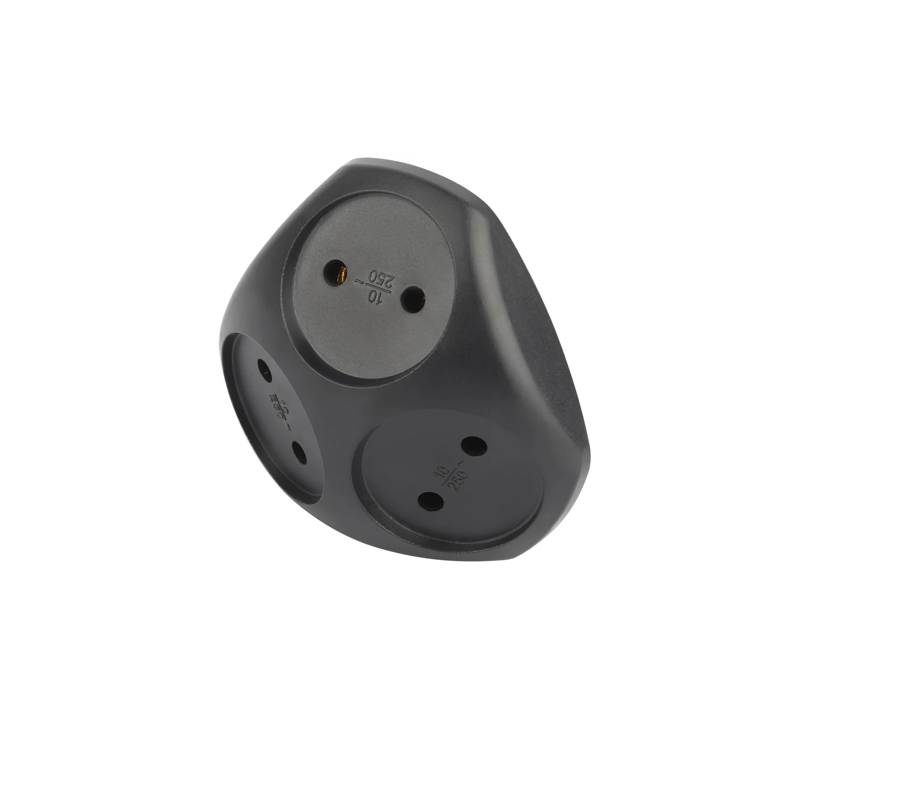 Разветвитель (тройник) 3 гнезда 10А без заземл. черный Эра Б0059721