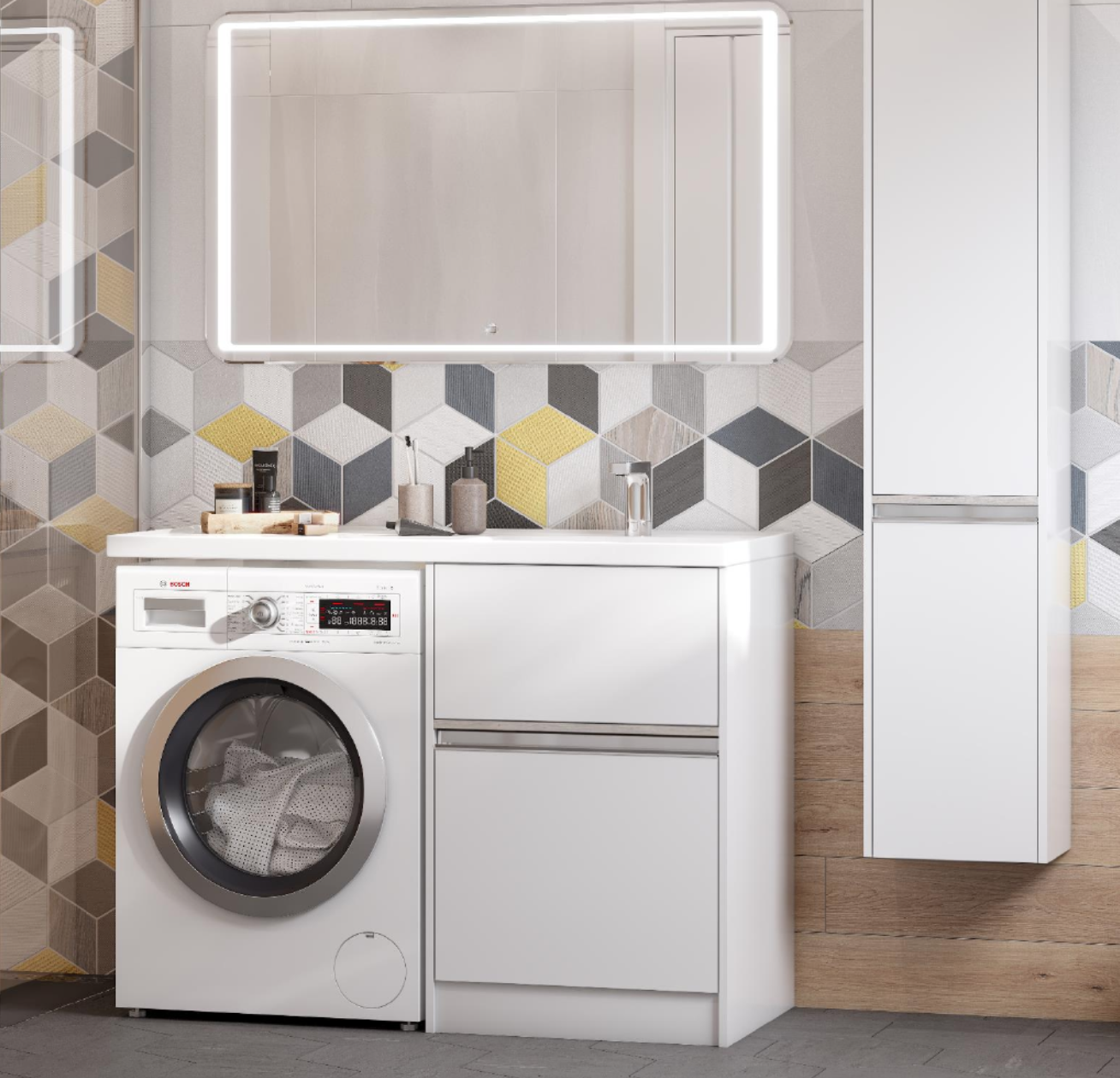 Тумба АКВАТОН "Лондри" с умывальником под стиральную машину "Лондри 120" Акватон 