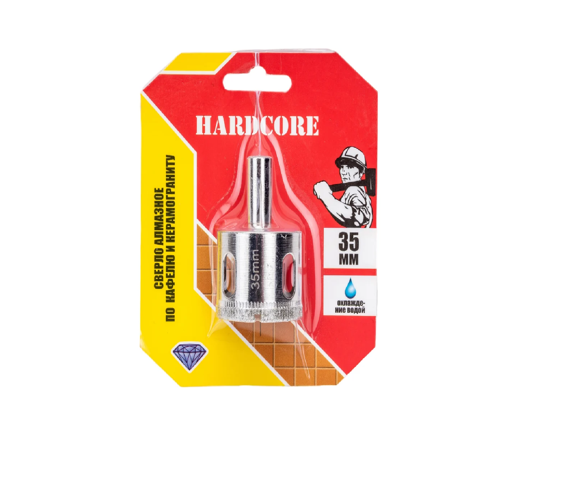 Сверло-коронка алмазное по кафелю и керамограниту 35мм HardCore 152035152035- купить в АПлайн