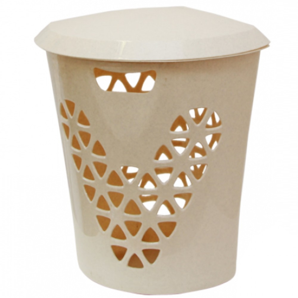 КОРЗИНА Д/БЕЛЬЯ "ВЕНЕЦИЯ" 50Л УГЛОВАЯ БЕЖ.МРАМОР /М2607/