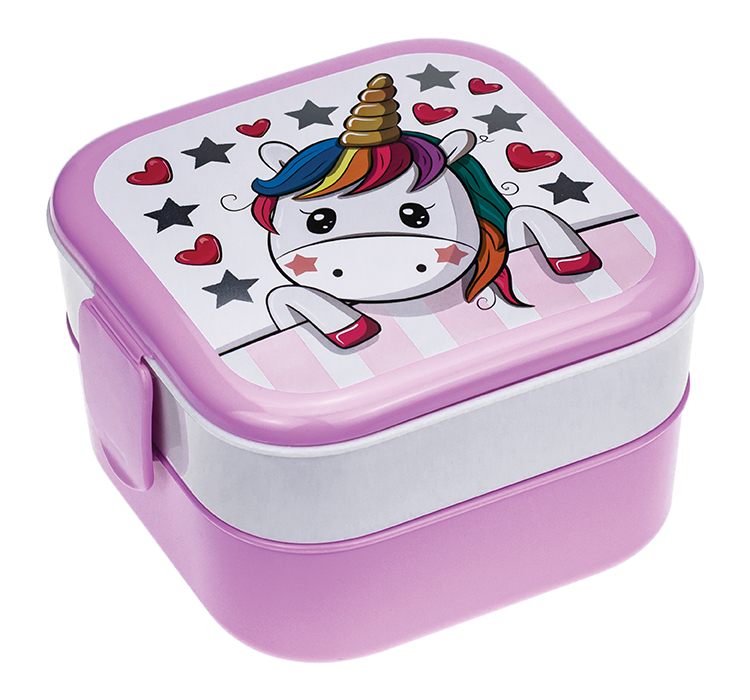 Контейнер для обеда пласт. ЕДИНОРОГ 0,4+0,4л М1232