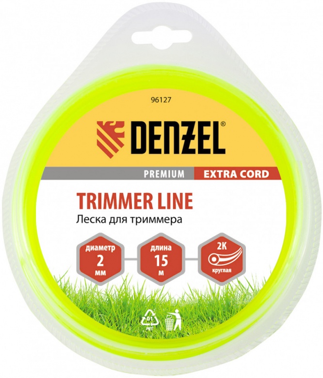 Леска для триммера круг крученый 2мм 15м Extra cord Denzel 96127