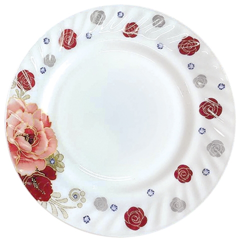 Тарелка стекл. Цветочный бордюр 20см плоская НР80