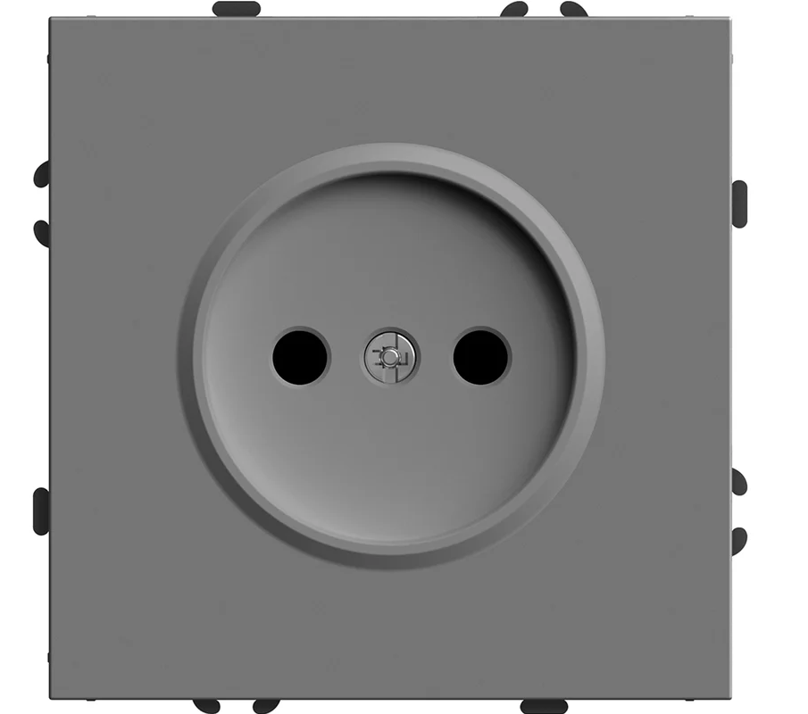 Розетка "Эмили" 1 СП платиново-серы механизм без заземления, шторки soft touch Stekker RST16-5109-10