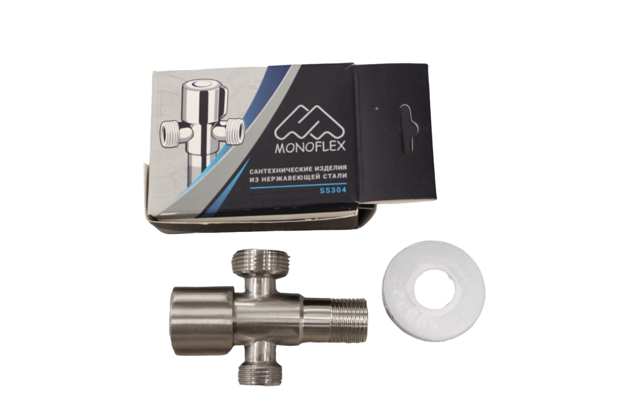 Кран трехпроходной "Monoflex" для подключения бытовых приборов 1/2х1/2х3/4 H02452