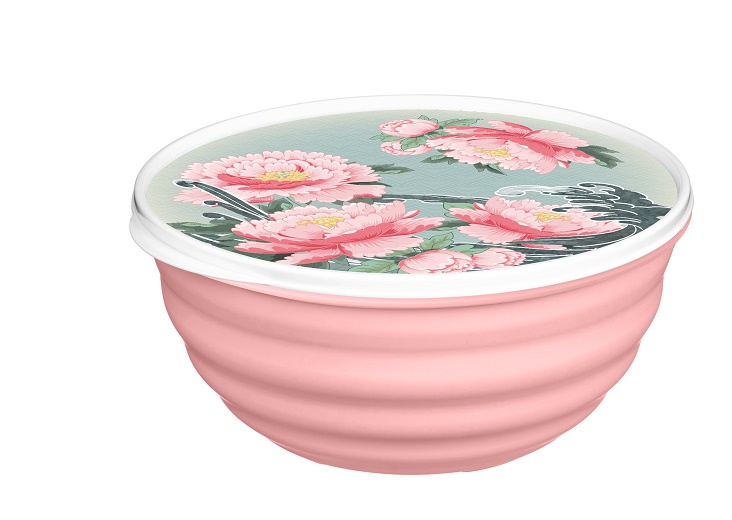 Миска пласт. Latina 1,1л Сад пионов с крышкой с декором Хомвер 223152208/04