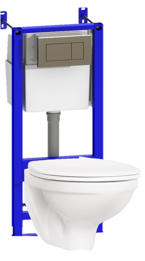 Инсталляция ПЭК "2Xdi-Di" ( унитаз "Альфа" подвесной + сиденье и кнопка хром)