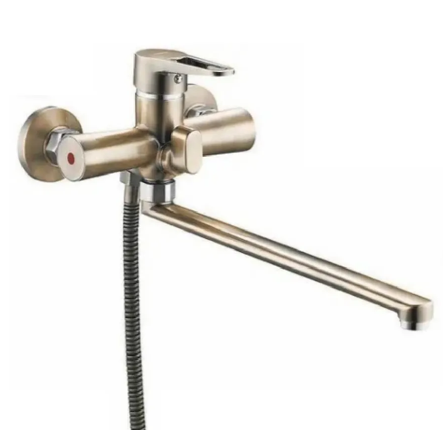 Смеситель для ванны Zegor бронза с плоским изливом встр. в корпус картридж. переключение на душ