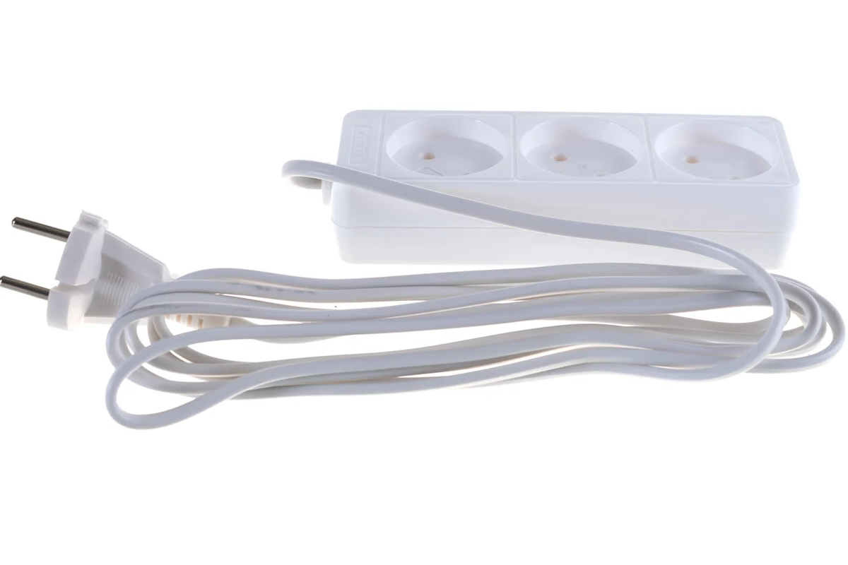 Удлинитель 3х3м без заземления 6А(2х0.5мм2) (для маломощных приборов) СОЮЗ 481S-0303 /241/