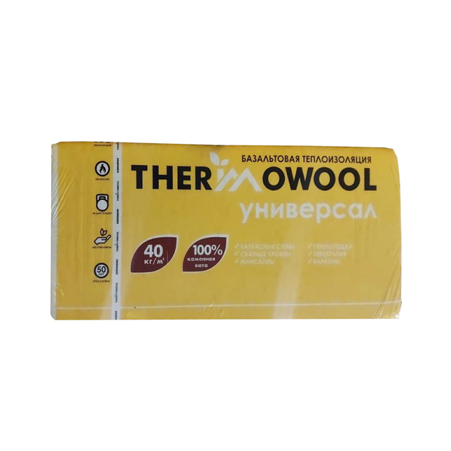 Утеплитель "Изомин" Thermowool Универсал 1200х600х100мм / 2,88м2 - 0,288м3 / 4 плиты