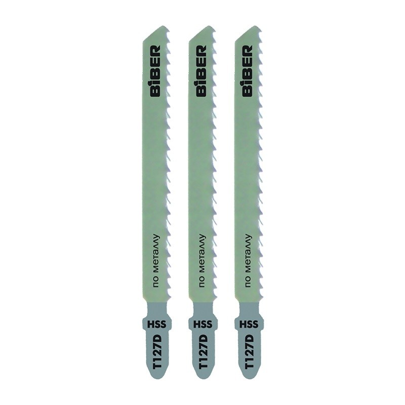Пилки для лобзика по металлу Т127D раб.74х3мм быстрорежущей стали HSS 3шт Бибер 85280