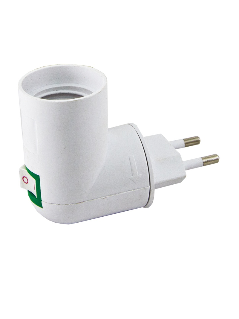 Переходник вилка-патрон Е27 c выкл. поворот на 180гр. белый  APT7SWEAY