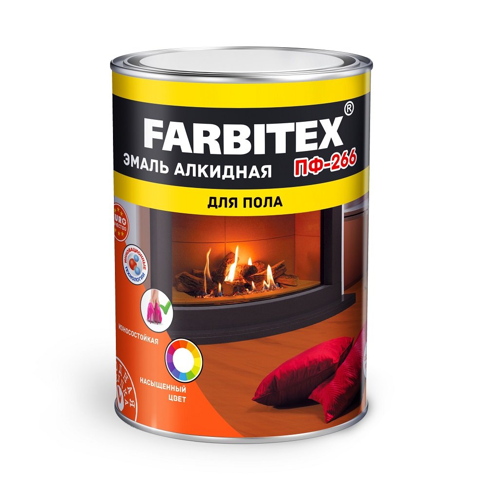 Эмаль для пола ПФ-266 FARBITEX алкидная светлый орех 1,8кг 4300011426- купить в АПлайн