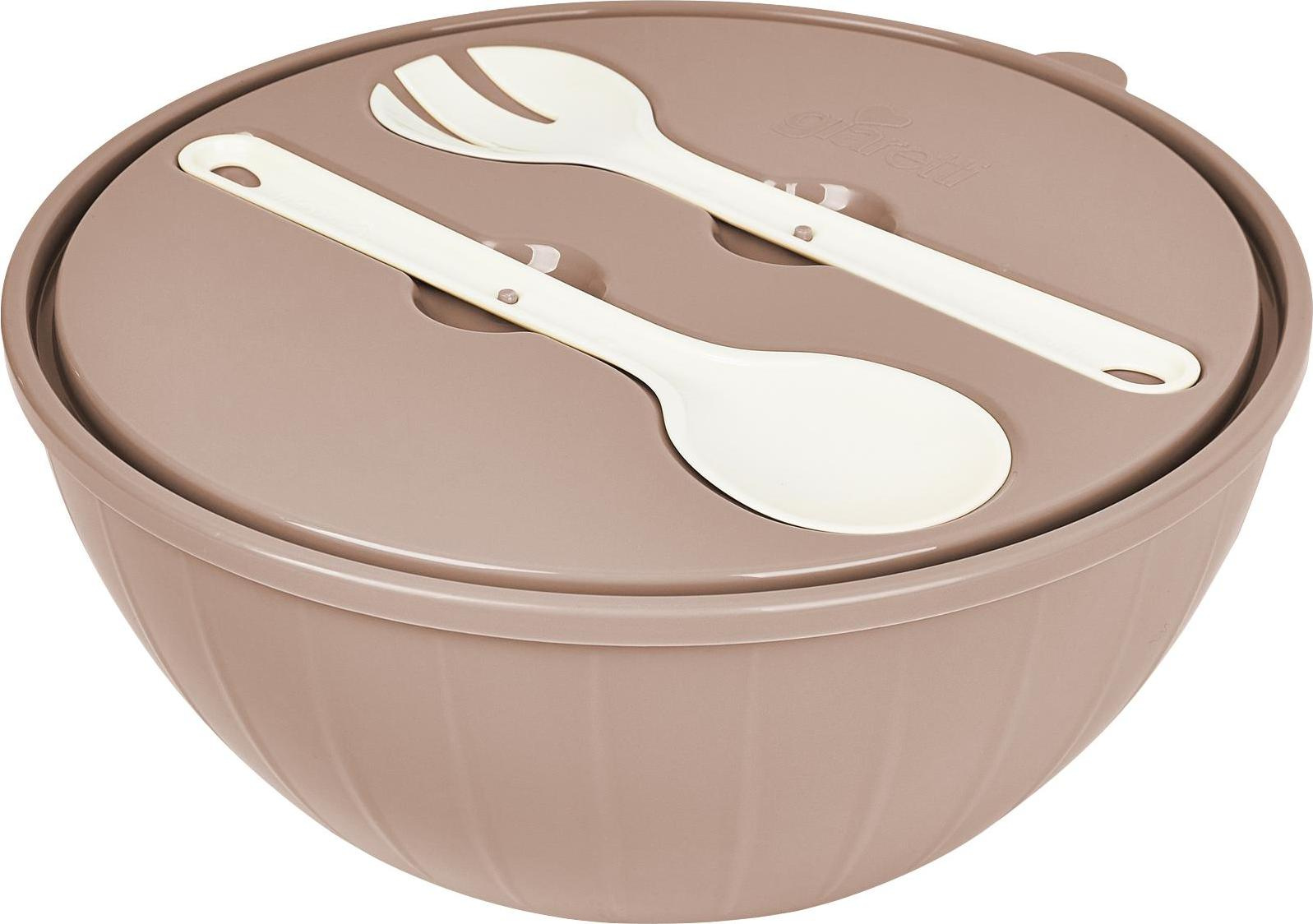 САЛАТНИК ПЛАСТ. SUGAR&SPICE VANILLA С ПРИБОРАМИ И КРЫШКОЙ 5Л ЛАТТЕ SE181713005