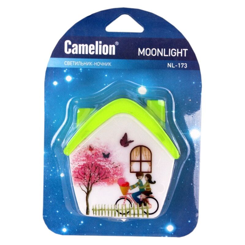 Светильник-ночник NL-173 домик 220V 0.5W 4LED 75x75x60 пластик выкл Camelion