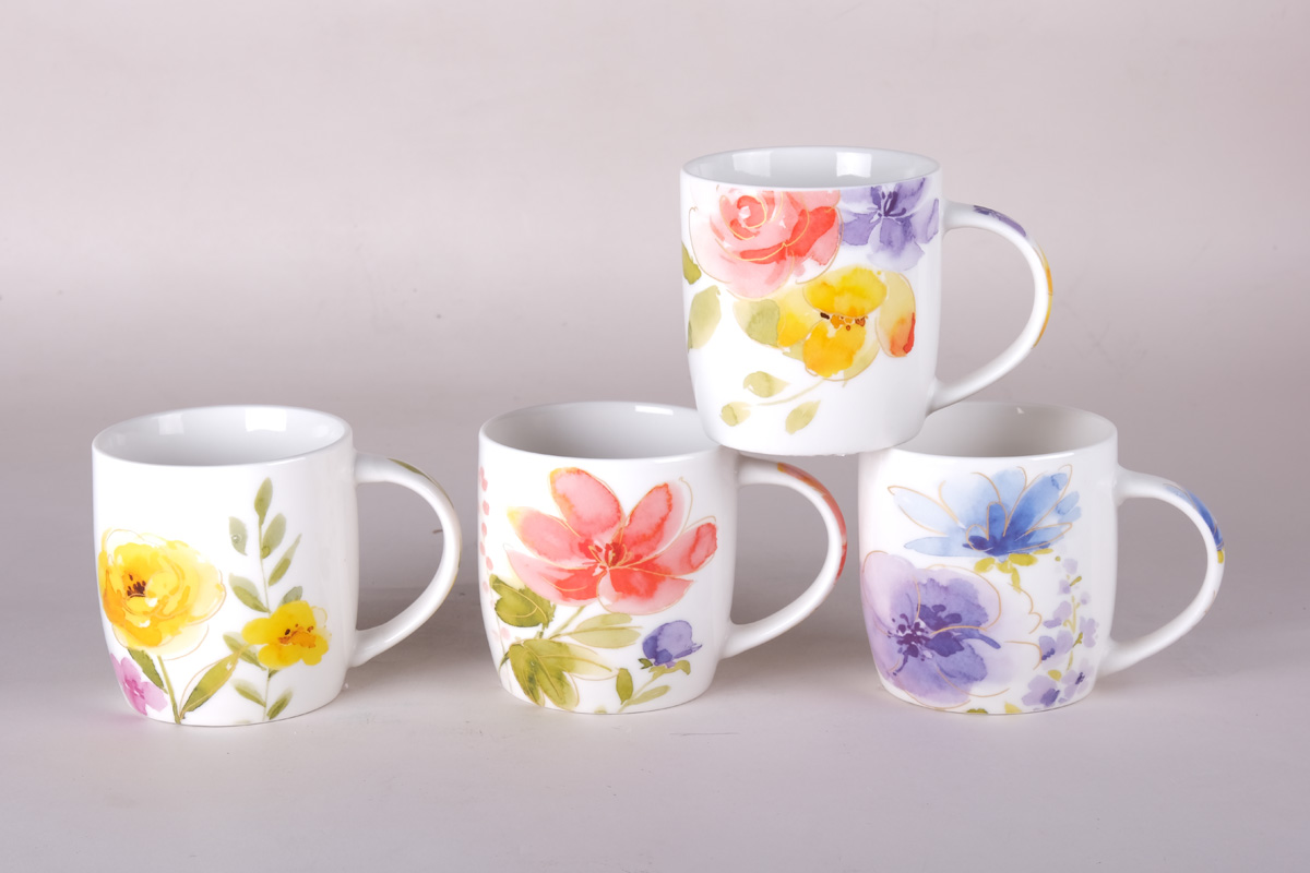 Кружка керам. Акварельные цветы 350мл 8068