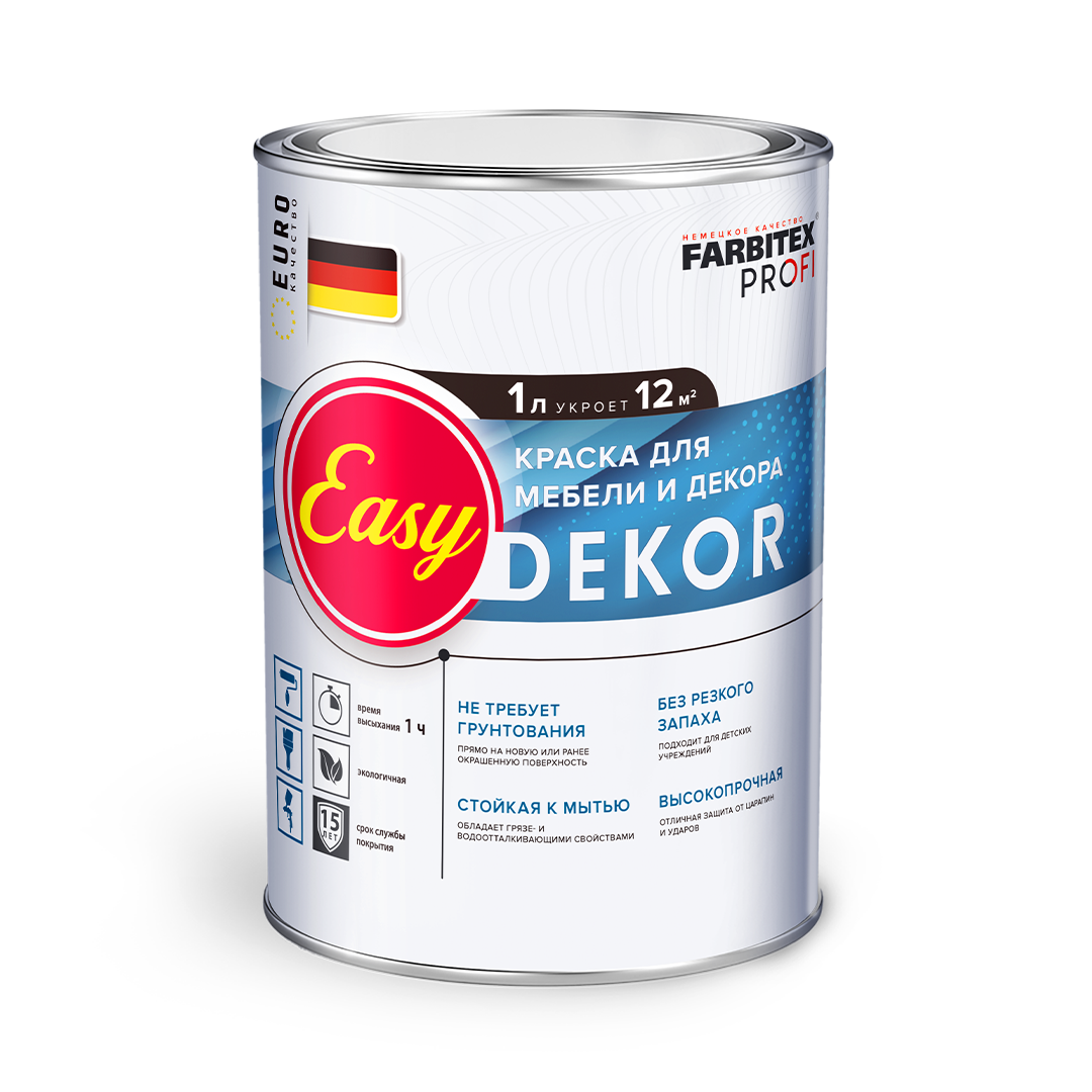 Краска акриловая FARBITEX PROFI для мебели и декора EasyDekor 1л 