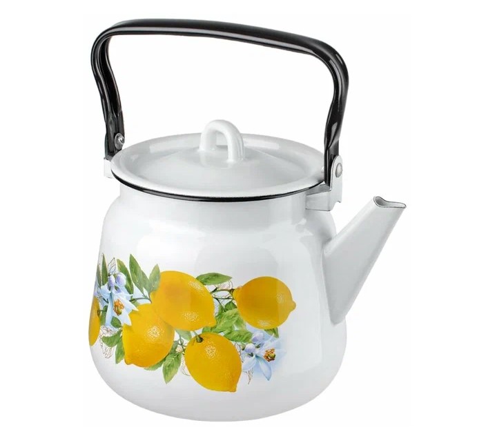 Чайник эмал. Лимоны 3,5л белый 117019117019- купить в АПлайн