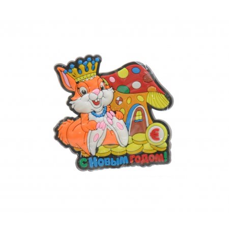 Магнит резиновый Заяц-пожелание 7*7см арт.4138